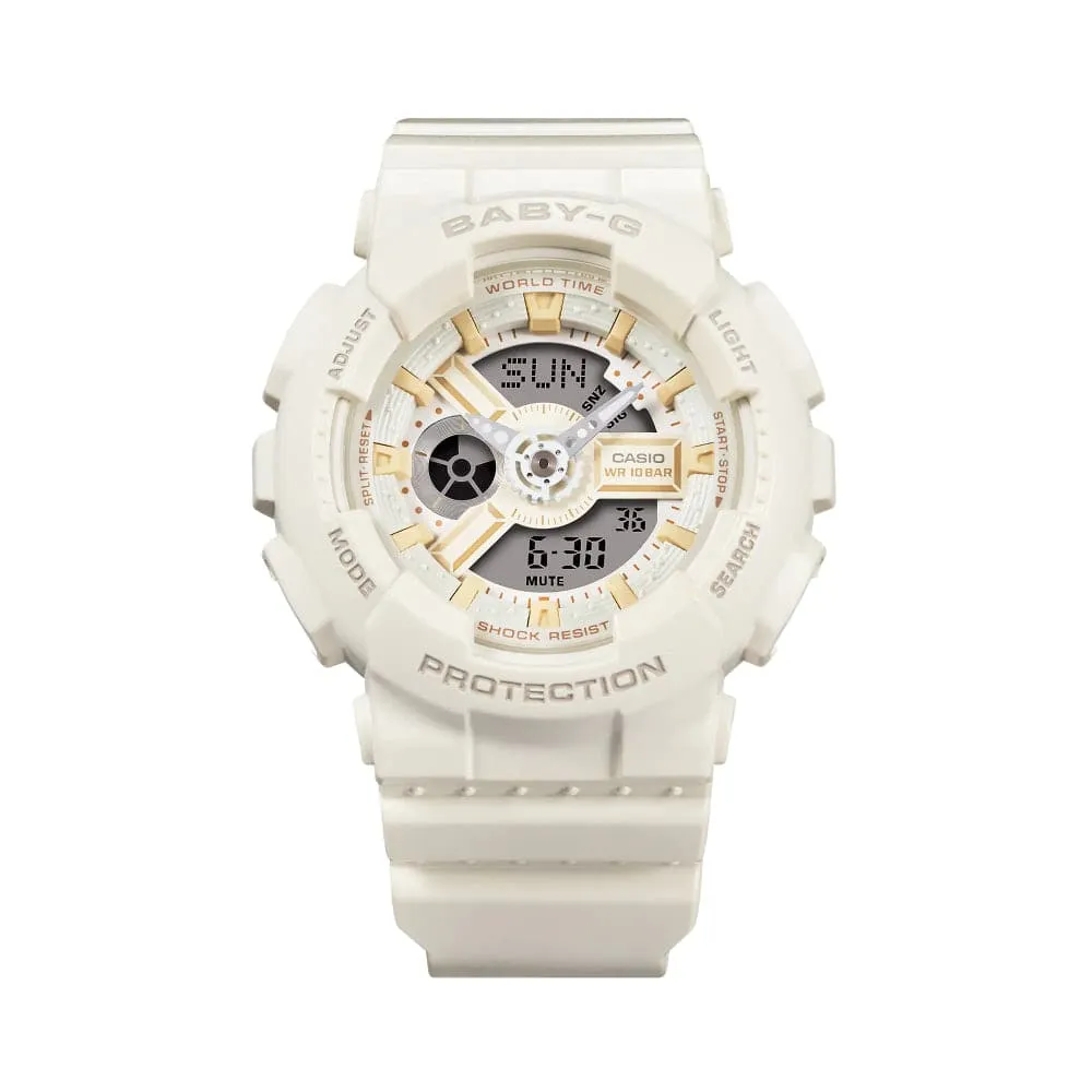    Baby-G Digital-Analogue White Resin Strap Women Watch BA-110XSW-7ADR-P 