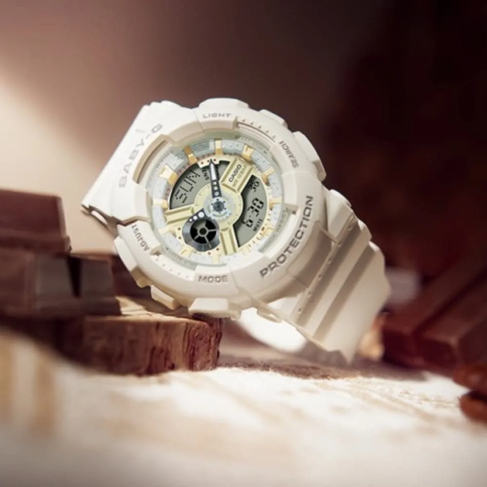 Baby-G Digital-Analogue White Resin Strap Women Watch BA-110XSW-7ADR-P