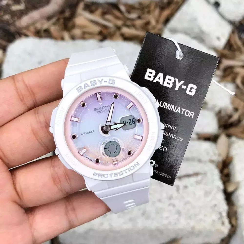 Baby-G White Resin Strap Women Watch BGA-250-7A2DR-P