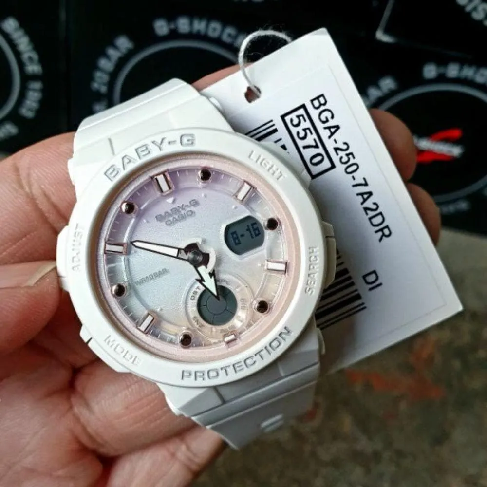 Baby-G White Resin Strap Women Watch BGA-250-7A2DR-P