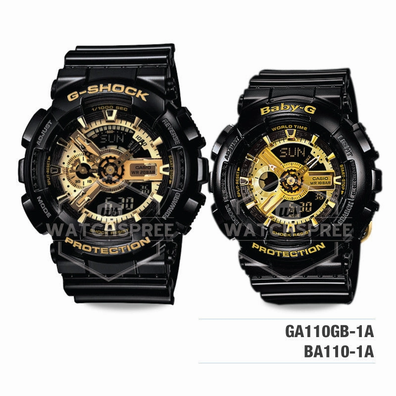 Baby-G & G-Shock Couple Watches BA110-1A-GA110GB-1A 