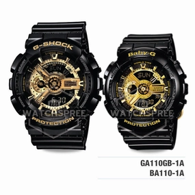 Baby-G & G-Shock Couple Watches BA110-1A-GA110GB-1A 