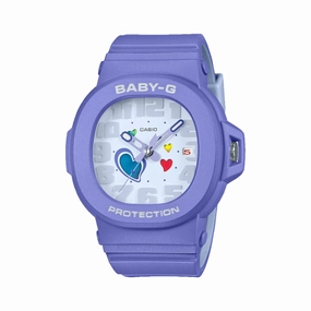 Baby-G Ana Swing Heart Dial Purple Resin Band Watch BGA10-6A 