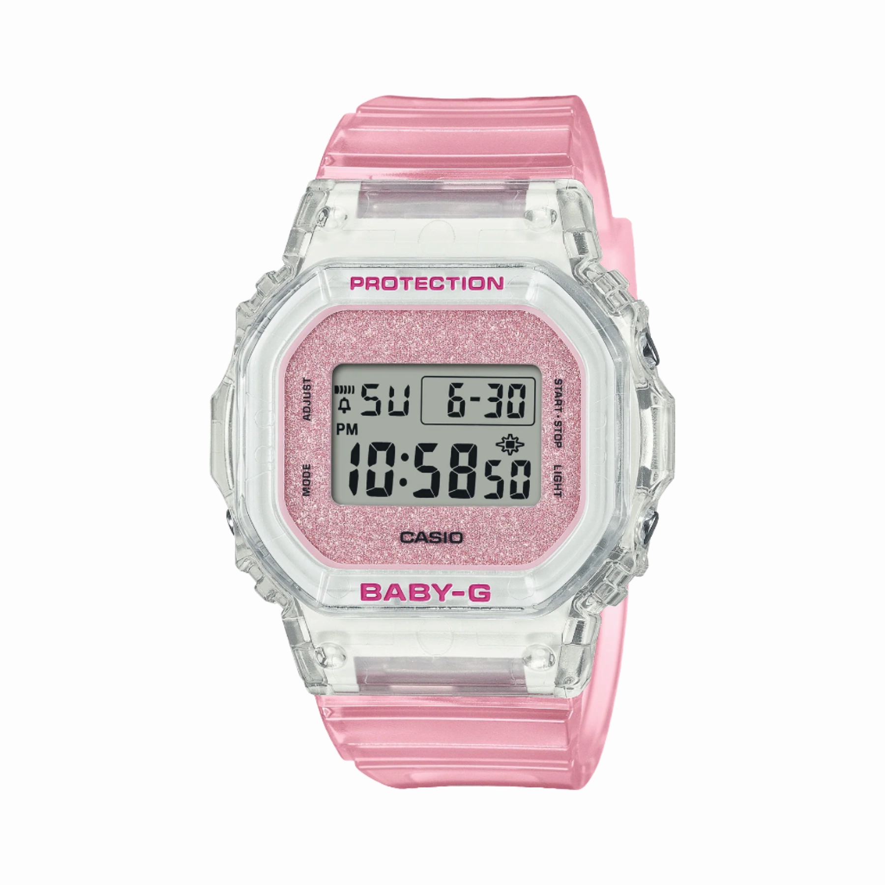 Baby-G Digital Glitter Pink Transparent Resin Band Watch BGD565GC-4D 