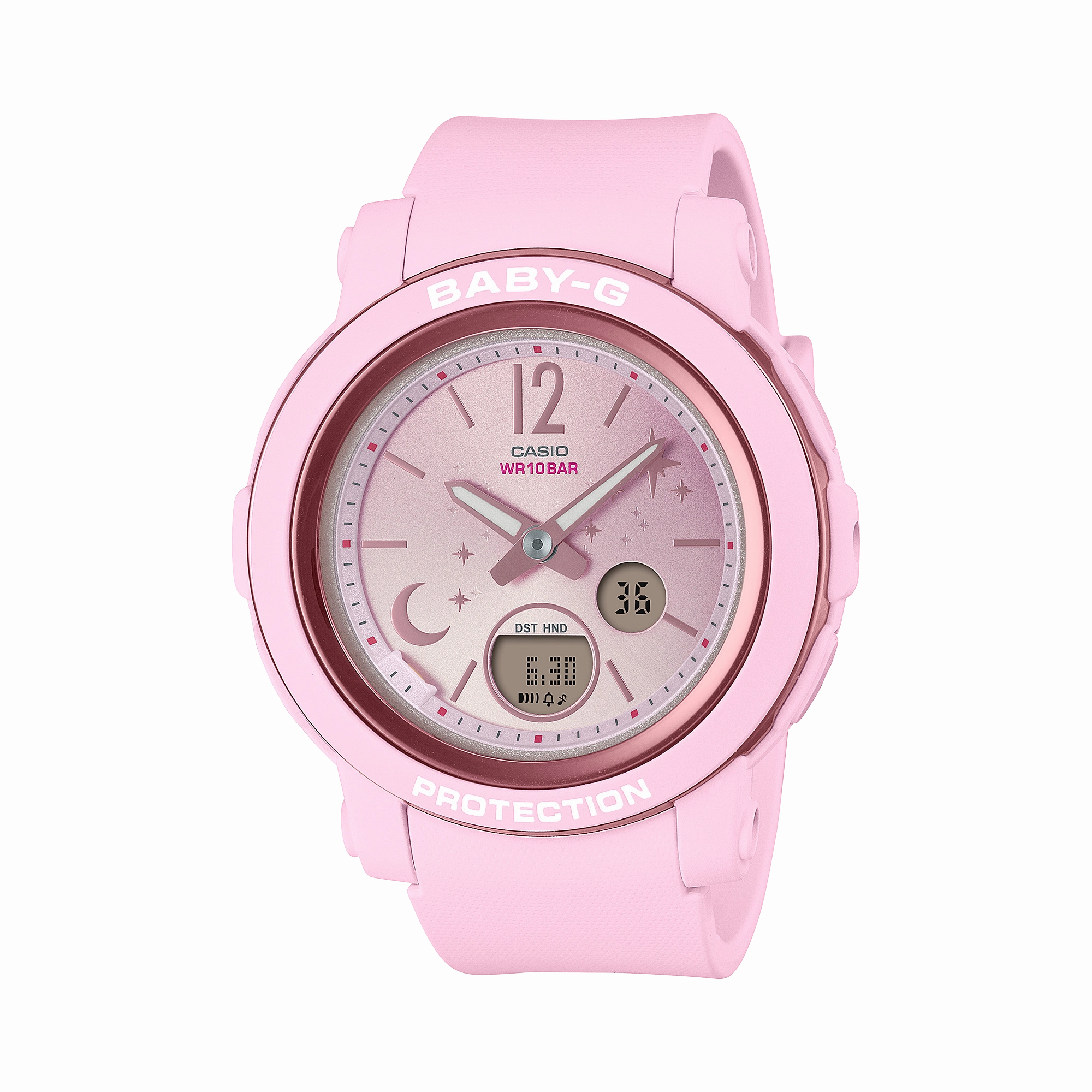 BABY-G DUO Moon and Stars Pink Resin Band Watch BGA290DS-4A 