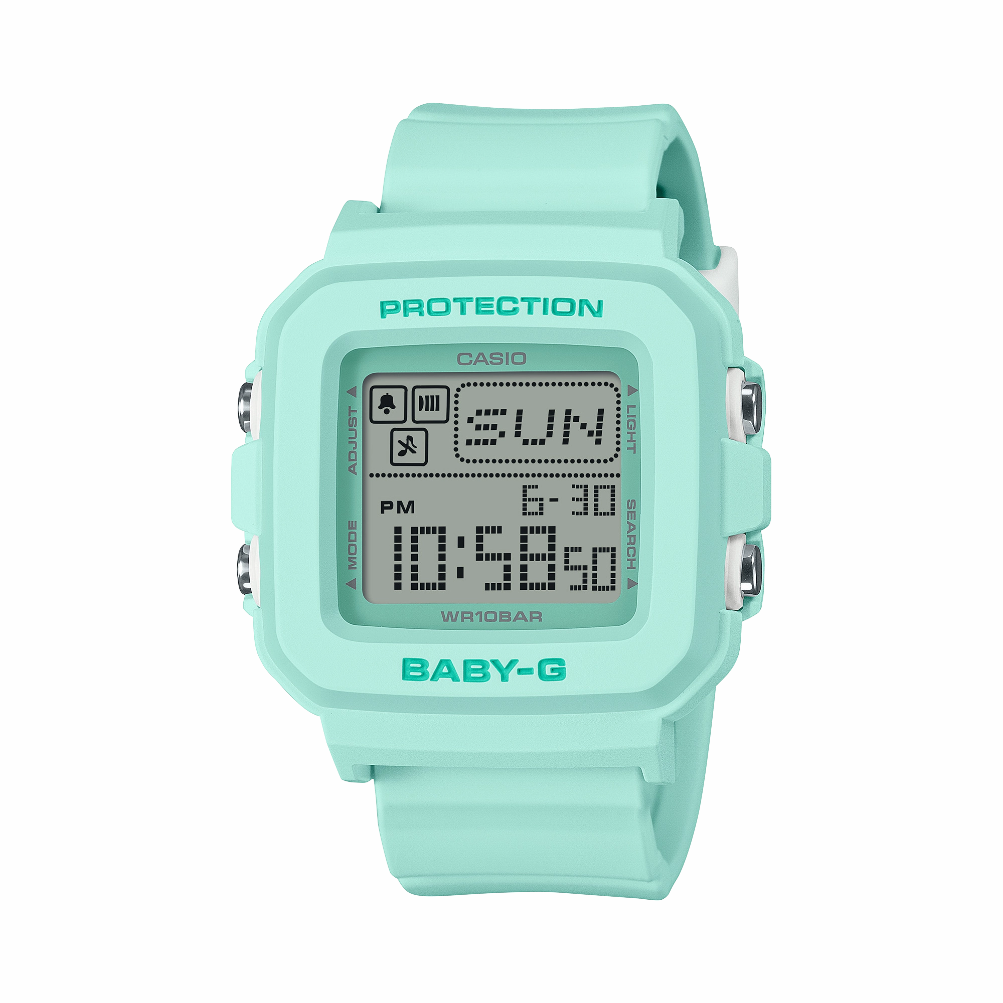 Baby-G Grey Dial Green Resin Band Watch BGD10-3D 
