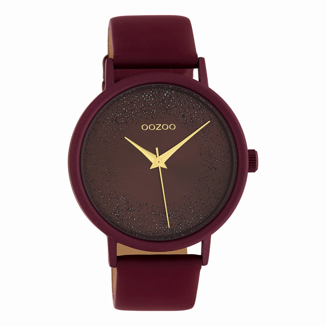 Biking red OOZOO watch with leather strap - C10584,seiko watches,couple watches,watches designer,watches discount,women watches,best women watches,high end women's watches,high quality women's watches