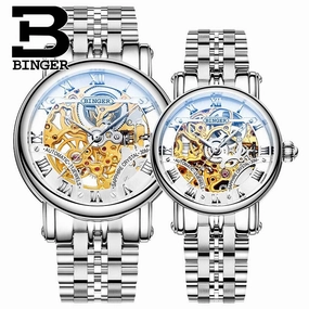 BINGER Couple Automatic Watch Men Skeleton Mechanical Watch For Women Wristwatch Stainless Steel Strap Waterproof Watch B-5066M,seiko watches,mens watches,couple watches,watches designer,watches discount,watches for women,cople watchescouple watches luxury