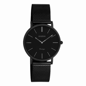 Black OOZOO watch with black metal mesh bracelet - C9935,seiko watches,couple watches,watches designer,watches discount,women watches,best women watches,high end women's watches,high quality women's watches
