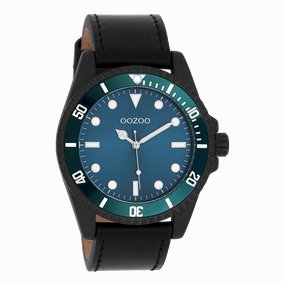 Black OOZOO watch with leather strap - C11118,seiko watches,mens watches,couple watches,watches designer,watches discount,best watches for men