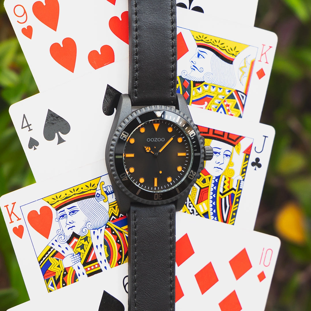 Black OOZOO watch with leather strap - C11119