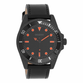 Black OOZOO watch with leather strap - C11119,seiko watches,mens watches,couple watches,watches designer,watches discount,best watches for men