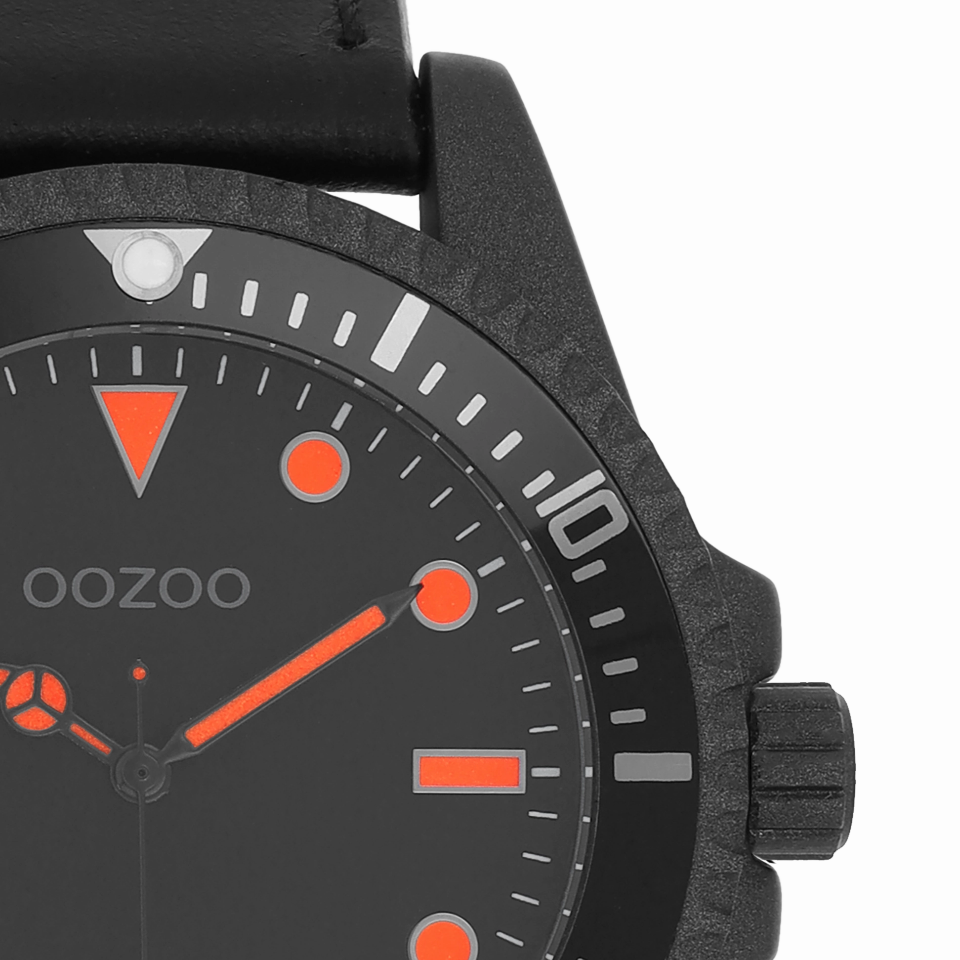 Black OOZOO watch with leather strap - C11119