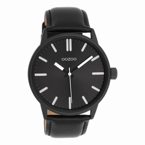 Black OOZOO watch with leather strap - C11404,seiko watches,mens watches,couple watches,watches designer,watches discount,best watches for men