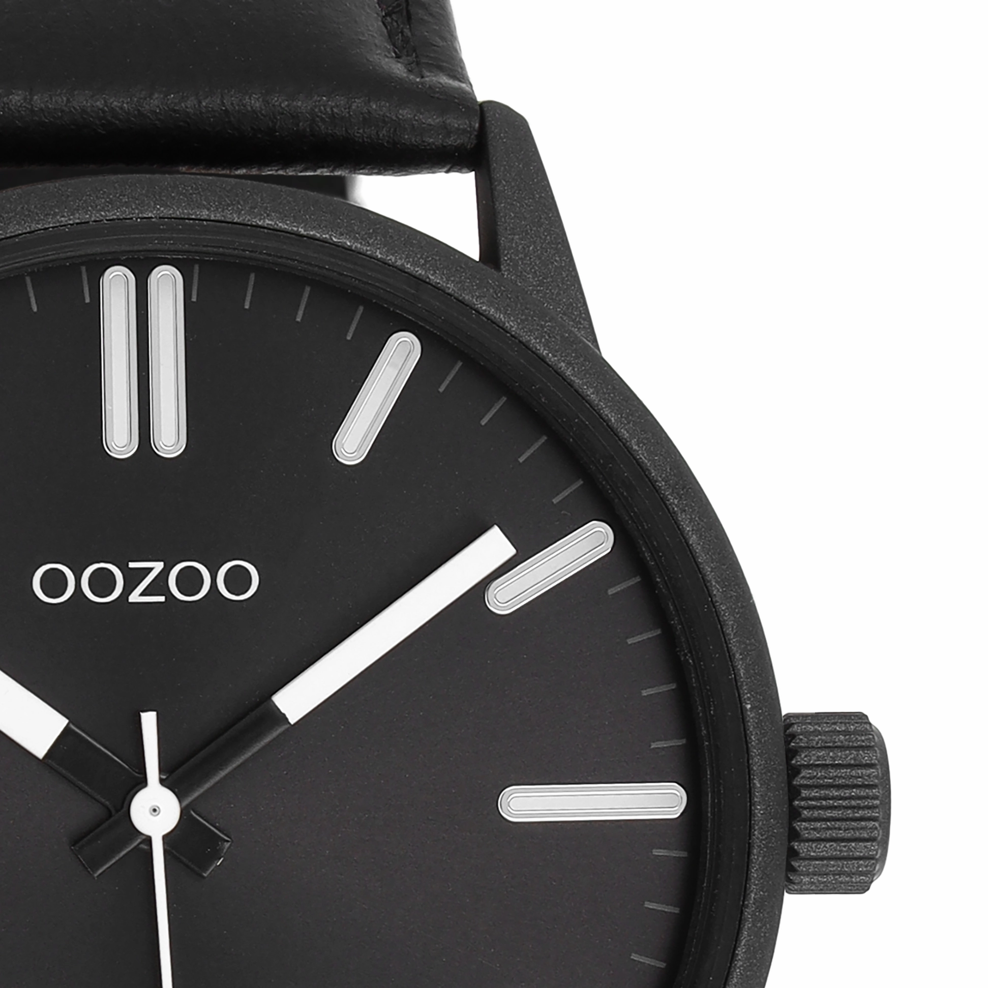 Black OOZOO watch with leather strap - C11404