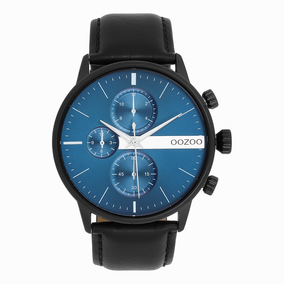 Black OOZOO watch with leather strap - C11510,seiko watches,mens watches,couple watches,watches designer,watches discount,best watches for men