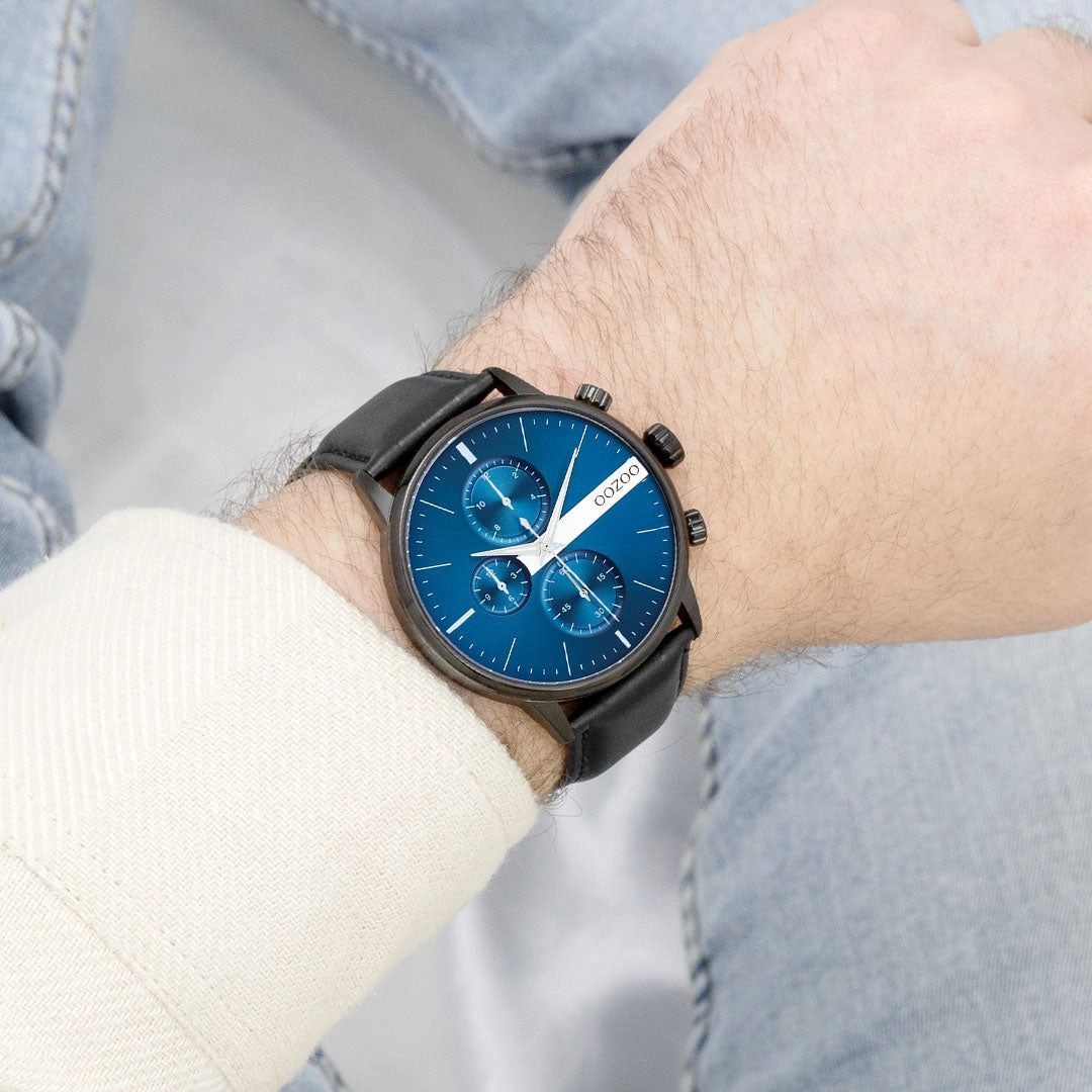 Black OOZOO watch with leather strap - C11510