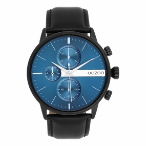 Black OOZOO watch with leather strap - C11510,seiko watches,mens watches,couple watches,watches designer,watches discount,best watches for men