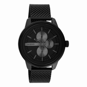 Black OOZOO watch with metal mesh bracelet - C11019,seiko watches,mens watches,couple watches,watches designer,watches discount,best watches for men