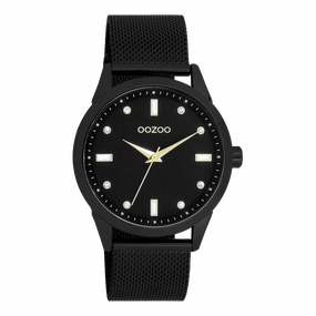 Black OOZOO watch with metal mesh bracelet - C11284,seiko watches,couple watches,watches designer,watches discount,women watches,best women watches,high end women's watches,high quality women's watches