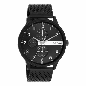 Black OOZOO watch with metal mesh bracelet - C11304,seiko watches,mens watches,couple watches,watches designer,watches discount,best watches for men