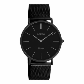 Black OOZOO watch with metal mesh bracelet - C9933,seiko watches,couple watches,watches designer,watches discount,women watches,best women watches,high end women's watches,high quality women's watches