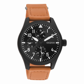 Black OOZOO watch with orange velcro strap - C11007,seiko watches,mens watches,couple watches,watches designer,watches discount,best watches for men