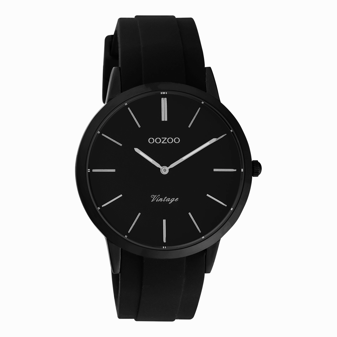 Black OOZOO watch with rubber strap - C20173,seiko watches,mens watches,couple watches,watches designer,watches discount,best watches for men