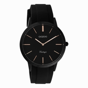 Black OOZOO watch with rubber strap - C20174,seiko watches,mens watches,couple watches,watches designer,watches discount,best watches for men