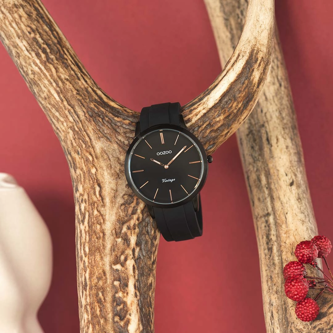 Black OOZOO watch with rubber strap - C20174