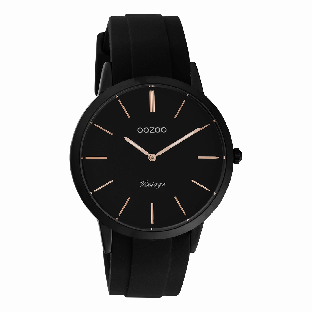 Black OOZOO watch with rubber strap - C20174,seiko watches,mens watches,couple watches,watches designer,watches discount,best watches for men