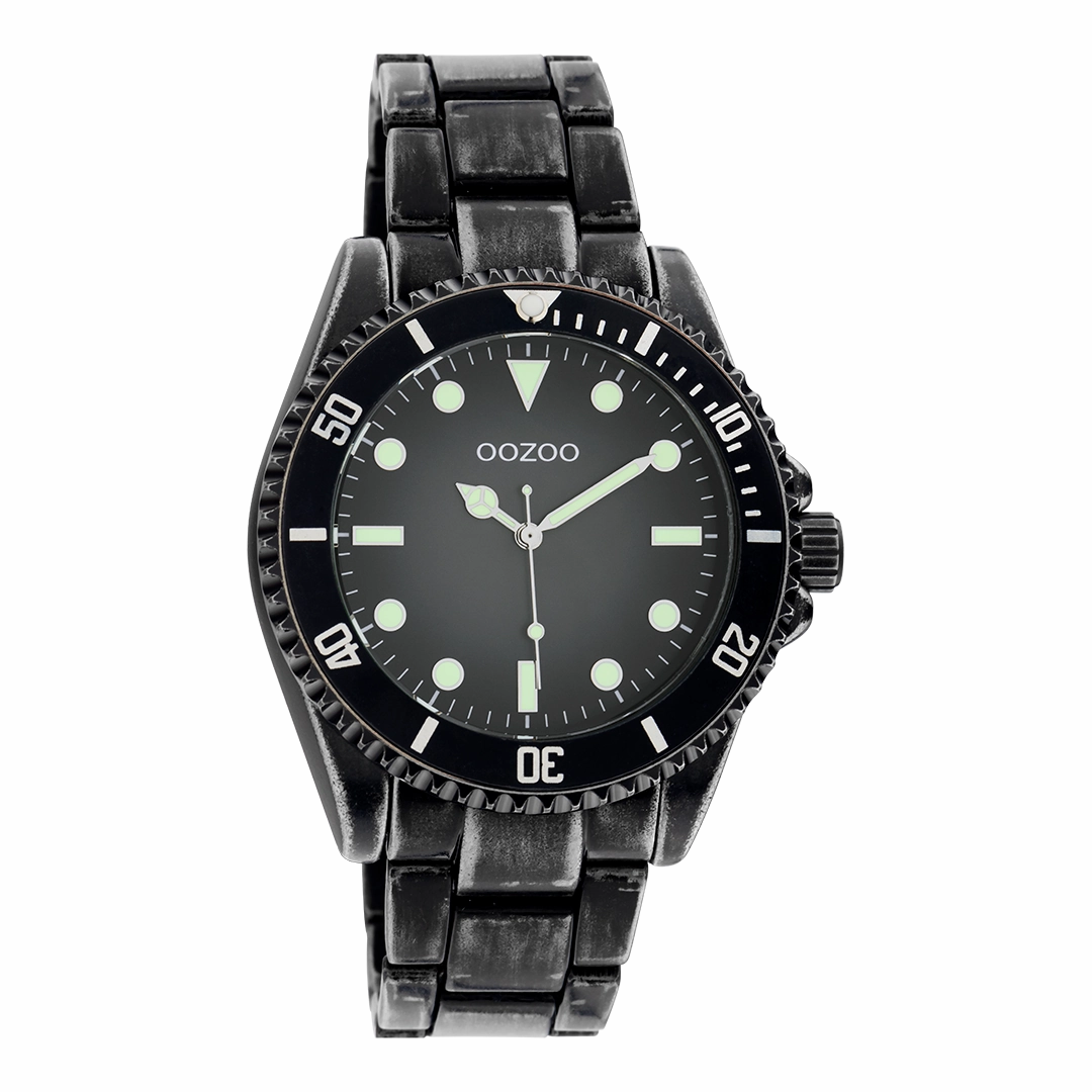 Black OOZOO watch with stainless steel bracelet - C11014,seiko watches,mens watches,couple watches,watches designer,watches discount,best watches for men