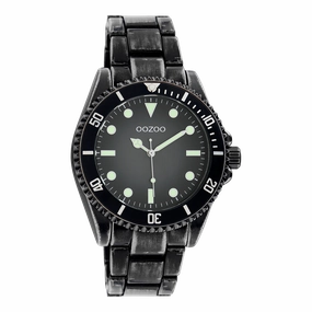Black OOZOO watch with stainless steel bracelet - C11014,seiko watches,mens watches,couple watches,watches designer,watches discount,best watches for men