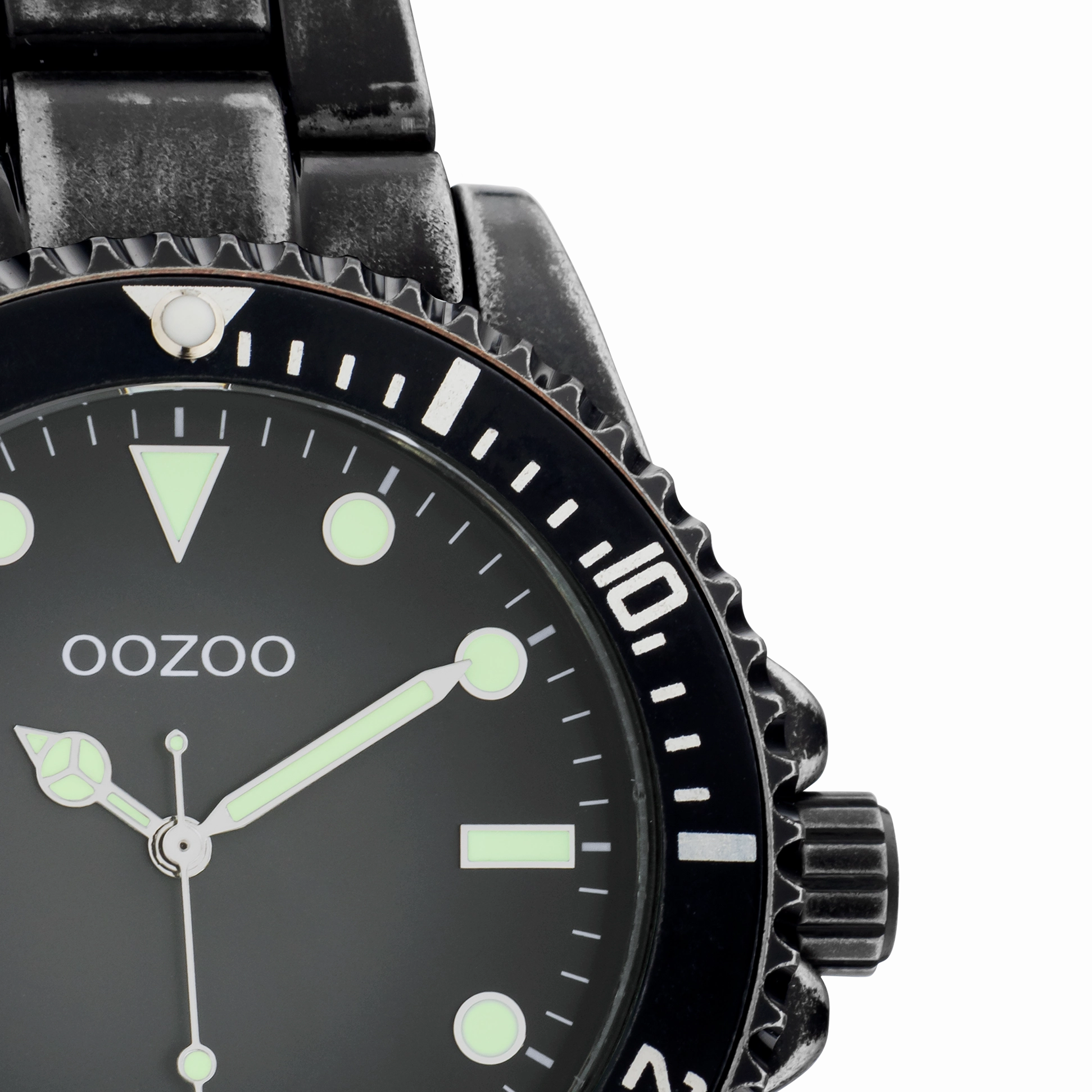 Black OOZOO watch with stainless steel bracelet - C11014