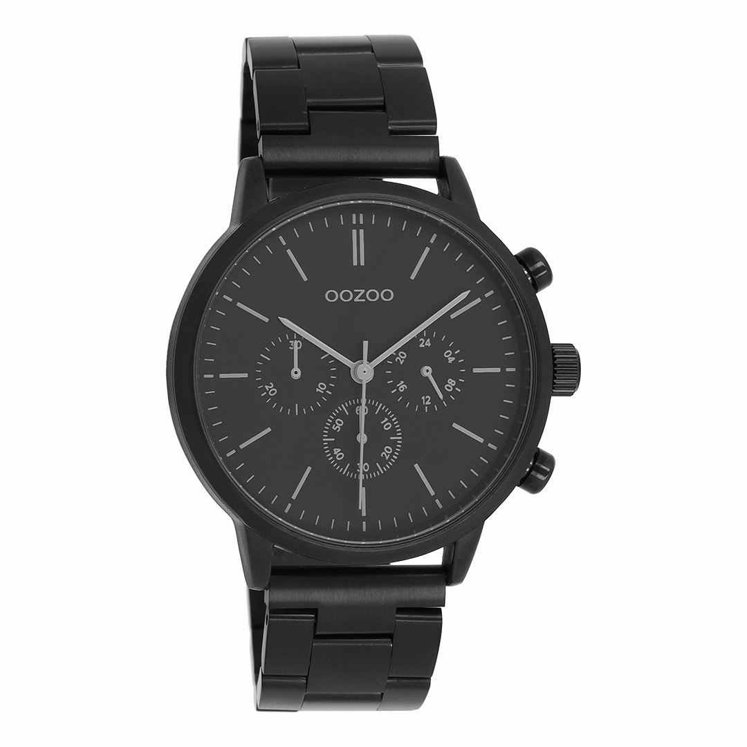 Black OOZOO watch with stainless steel bracelet - C11409,seiko watches,mens watches,couple watches,watches designer,watches discount,best watches for men