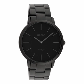 Black OOZOO watch with stainless steel bracelet - C20025,seiko watches,mens watches,couple watches,watches designer,watches discount,best watches for men