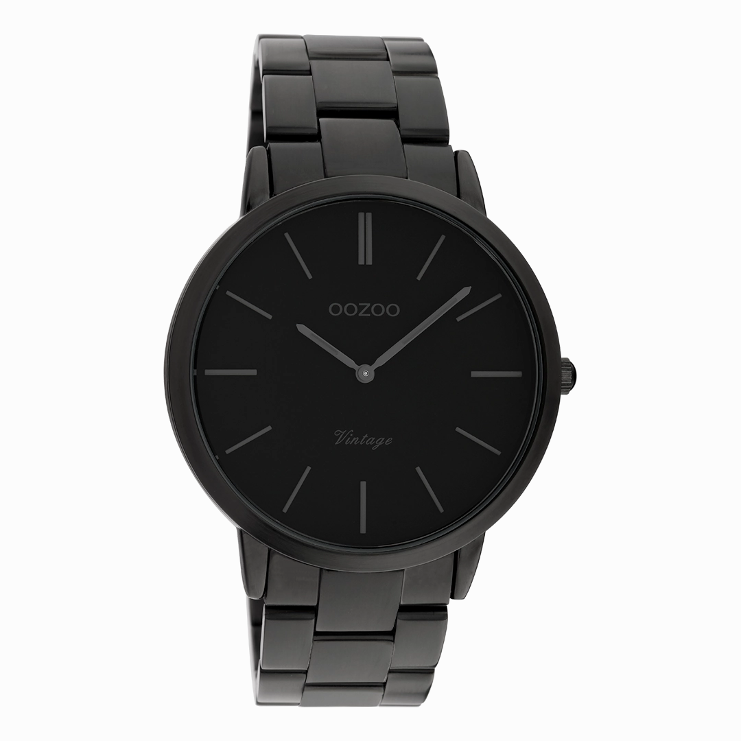 Black OOZOO watch with stainless steel bracelet - C20025,seiko watches,mens watches,couple watches,watches designer,watches discount,best watches for men