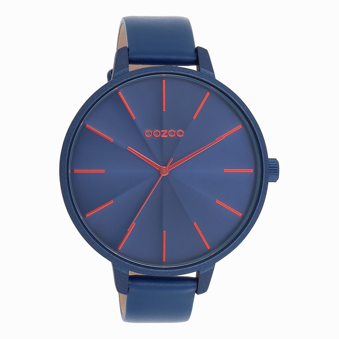 Blue OOZOO watch with leather strap - C11252,seiko watches,couple watches,watches designer,watches discount,women watches,best women watches,high end women's watches,high quality women's watches