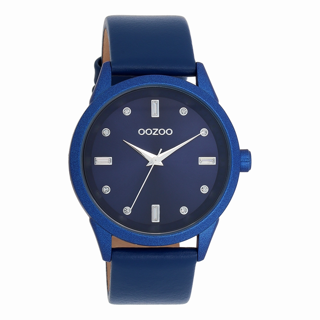 Blue OOZOO watch with leather strap - C11288,seiko watches,couple watches,watches designer,watches discount,women watches,best women watches,high end women's watches,high quality women's watches