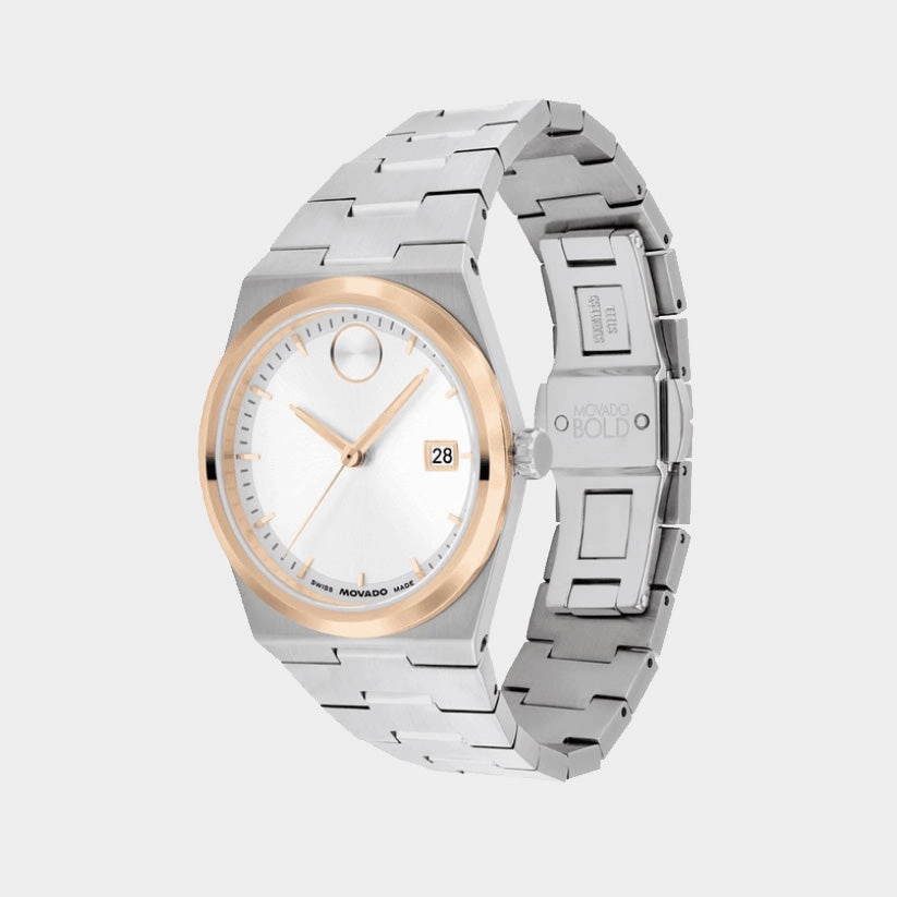 Bold Women's White Dial Analog Stainless Steel Watch 3600946