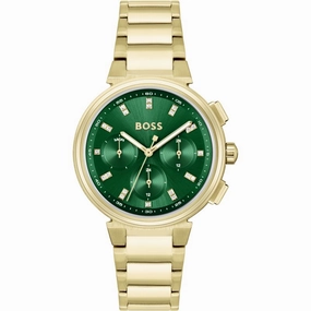 Boss Watches Ladies Gold Plated Crystal Set Watch 1502679 