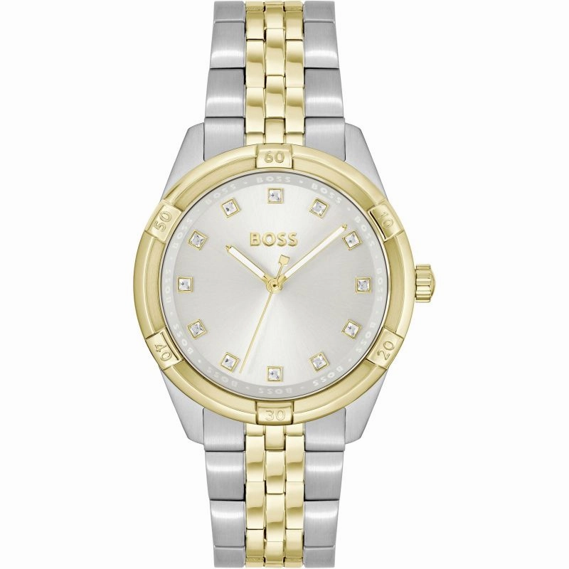 Boss Watches Ladies Two Tone Crystal Set Watch 1502700 
