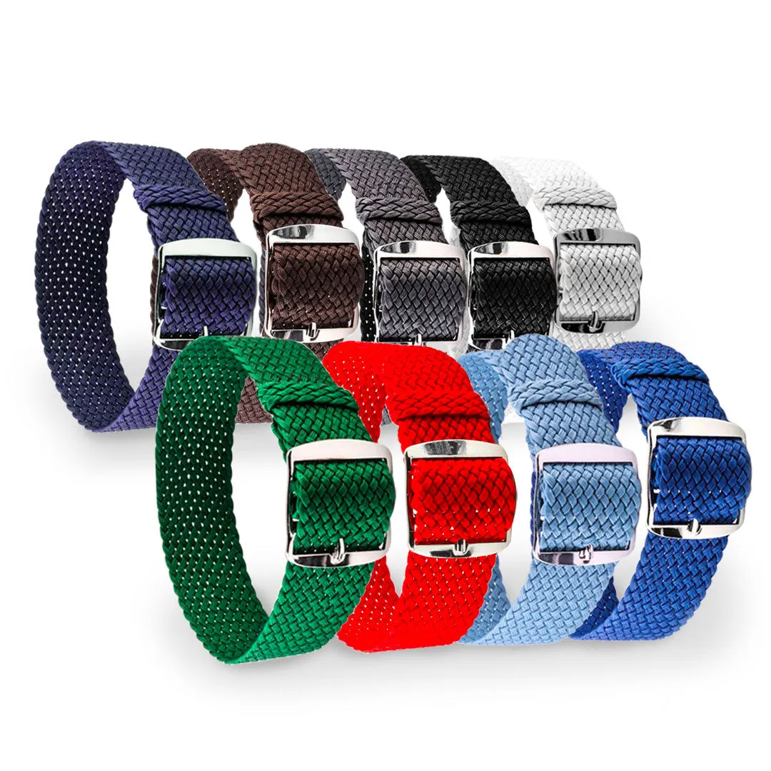 Braided Perlon watch strap (navy blue, brown, grey, black, white, green, red, blue jean...) Luxury watch bands Limited edition watch bands