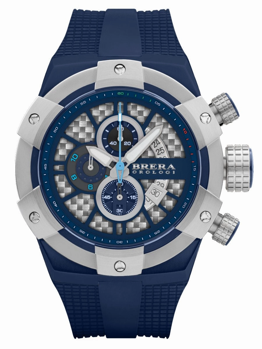 Brera Orologi SUPERSPORTIVO Blue 48mm Chrono Mens Watch BRSSC4919B Sports Watch for Men/Women Budget Sports Watch Luxury Sports Watch