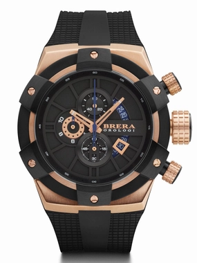 Brera Orologi SUPERSPORTIVO Men's Italian 48mm Black Rosegold IP Watch BRSSC4902 Hypoallergenic Silicone Watch Discount Silicone Watches