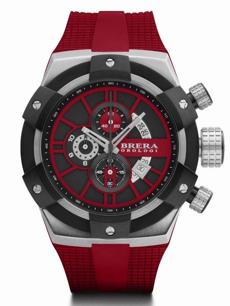 Brera Orologi SUPERSPORTIVO Men's Italian Red 48mm Watch BRSSC4915 Hypoallergenic Silicone Watch Discount Silicone Watches