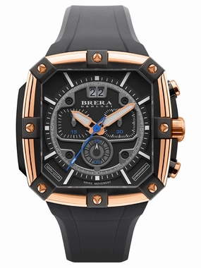 Brera Orologi SUPERSPORTIVO SQUARE Men's Swiss Made Gold 48mm Watch BRSS2C4603 Hypoallergenic Silicone Watch Discount Silicone Watches
