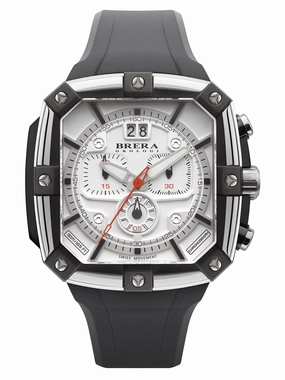 Brera Orologi SUPERSPORTIVO SQUARE Men's Swiss Made White 48mm Watch BRSS2C4604 Hypoallergenic Silicone Watch Discount Silicone Watches