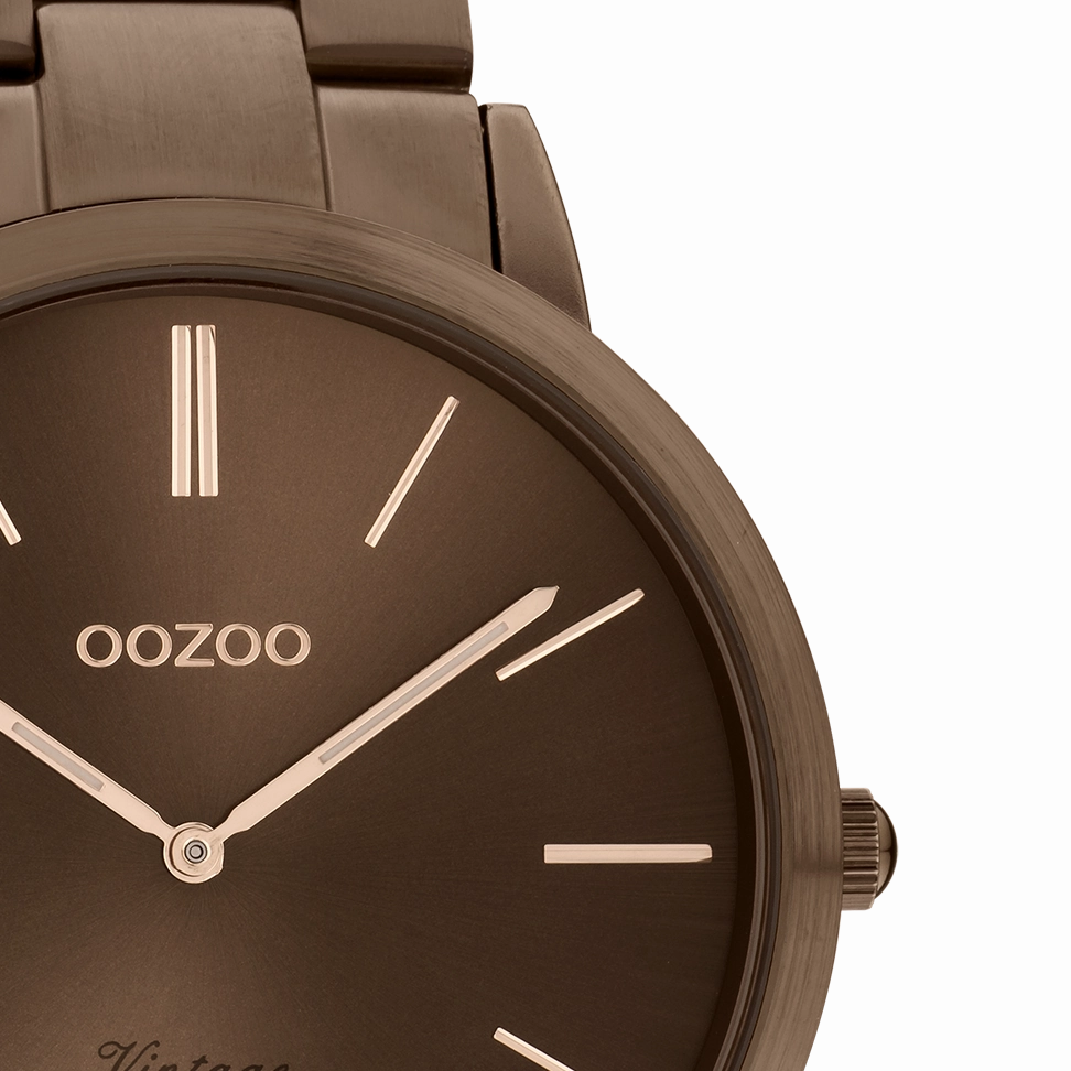 Brown OOZOO watch with brown stainless steel bracelet - C20103