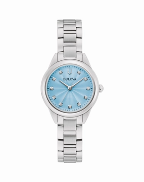 Bulova Classic Sutton Diamond Stainless Steel Blue Dial Watch 96P250 